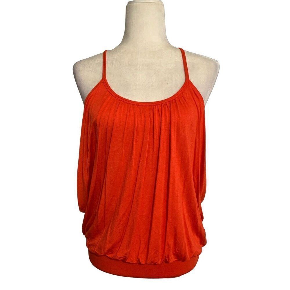 Kenar Womens Solid Orange Red Scoop Neck Spaghetti Strap Tank Top Size Small